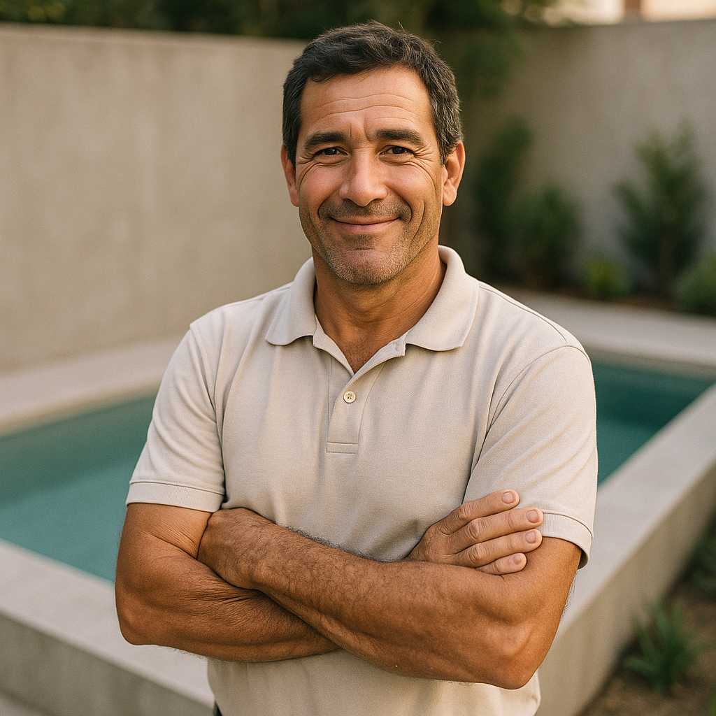 Fundador de Pool Piscinas en obra terminada